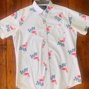 70’s inspired vintage flamingo white men shirt